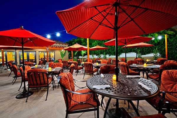 The patio at Los Arboles Restaurant and Bar, Palm Springs