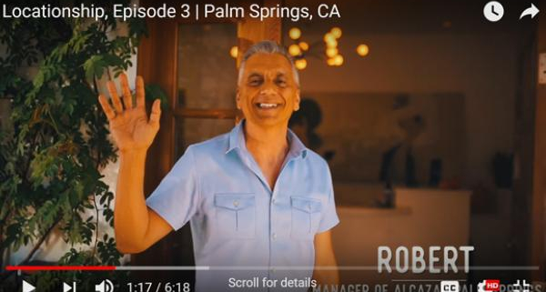 A screenshot of Alcazar Palm Springs Manager Robert Hunt waving to the camera