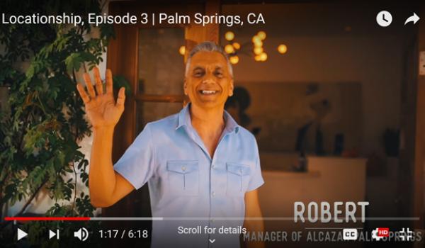 A screenshot of Alcazar Palm Springs Manager Robert Hunt waving to the camera