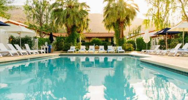 Alcazar Hotel Palm Springs' salt water purified pool in the daytime
