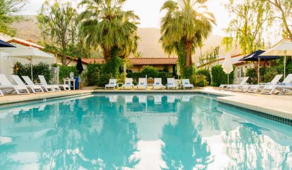 Alcazar Hotel Palm Springs' salt water purified pool in the daytime