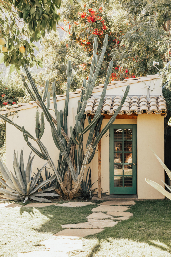 A quaint bungalow with a tile roof at Casa Cody boutique hotel in Palm Springs, California