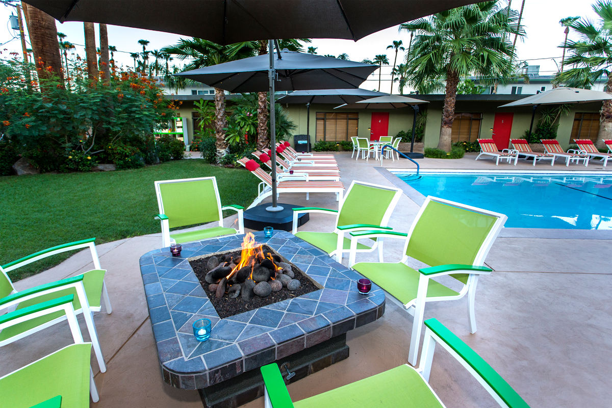 Poolside firepit at the Desert Riviera