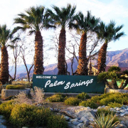 A sign that reads "Welcome to Palm Springs"