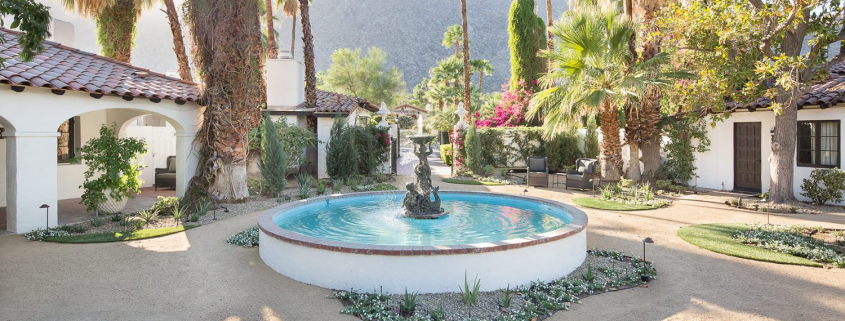 A fountain in front of Ingleside Inn in Palm Springs, California