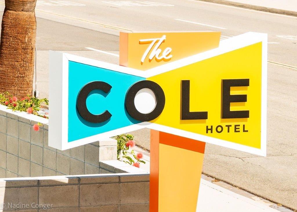 The sign in front of The Cole Hotel in Palm Springs