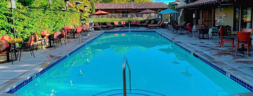 The pool at Los Arboles Hotel in Palm Springs, California, is always a cool place to be on a warm summer day