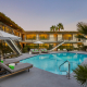 The gorgeous pool at Descanso Resort in Palm Springs is surrounded by the men's clothing-optional hotel's comfortable guest rooms