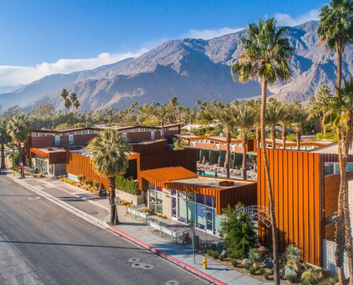 An aerial view of Arrive Palm Springs hotel