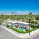 An aerial view of corner lot Three Ten Hotel in Palm Springs, California