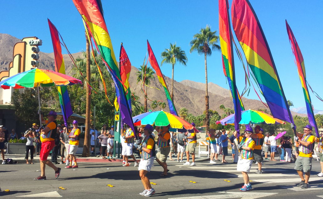 Participants in a Pride parade in Palm Springs
