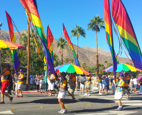 Participants in a Pride parade in Palm Springs