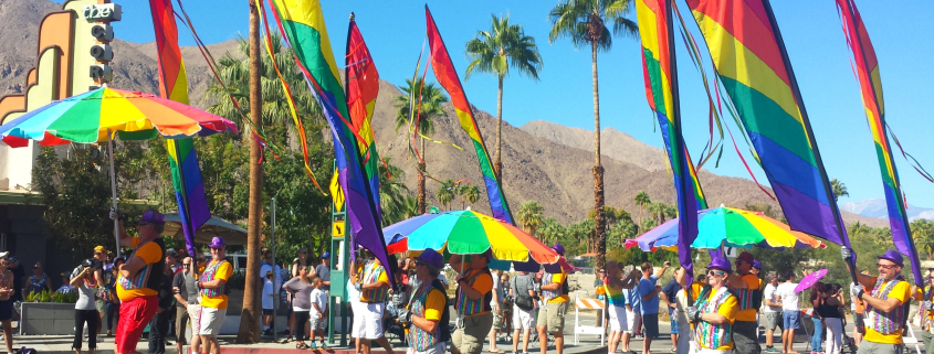 Participants in a Pride parade in Palm Springs