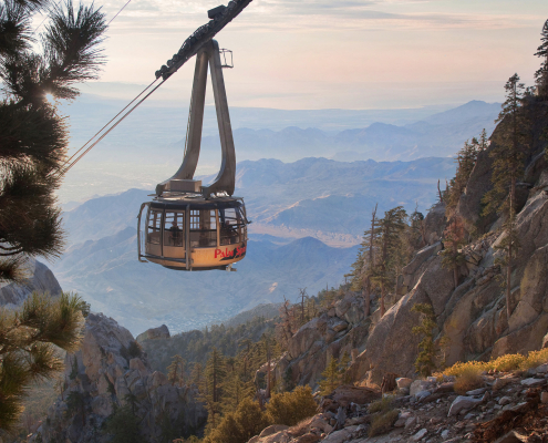 The Palm Springs Aerial Tramway gondola moving up Mt. San Jacinto