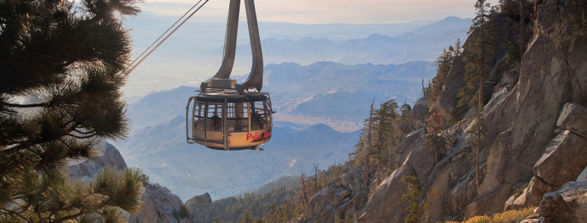 The Palm Springs Aerial Tramway gondola moving up Mt. San Jacinto