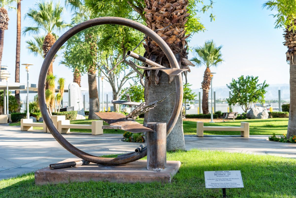 A metal sculpture at the Palm Springs International Airport