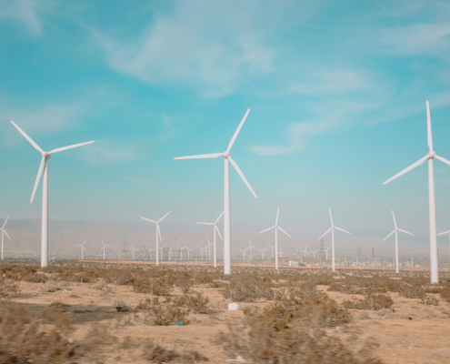 The windmills of Palm Springs on a sunny day