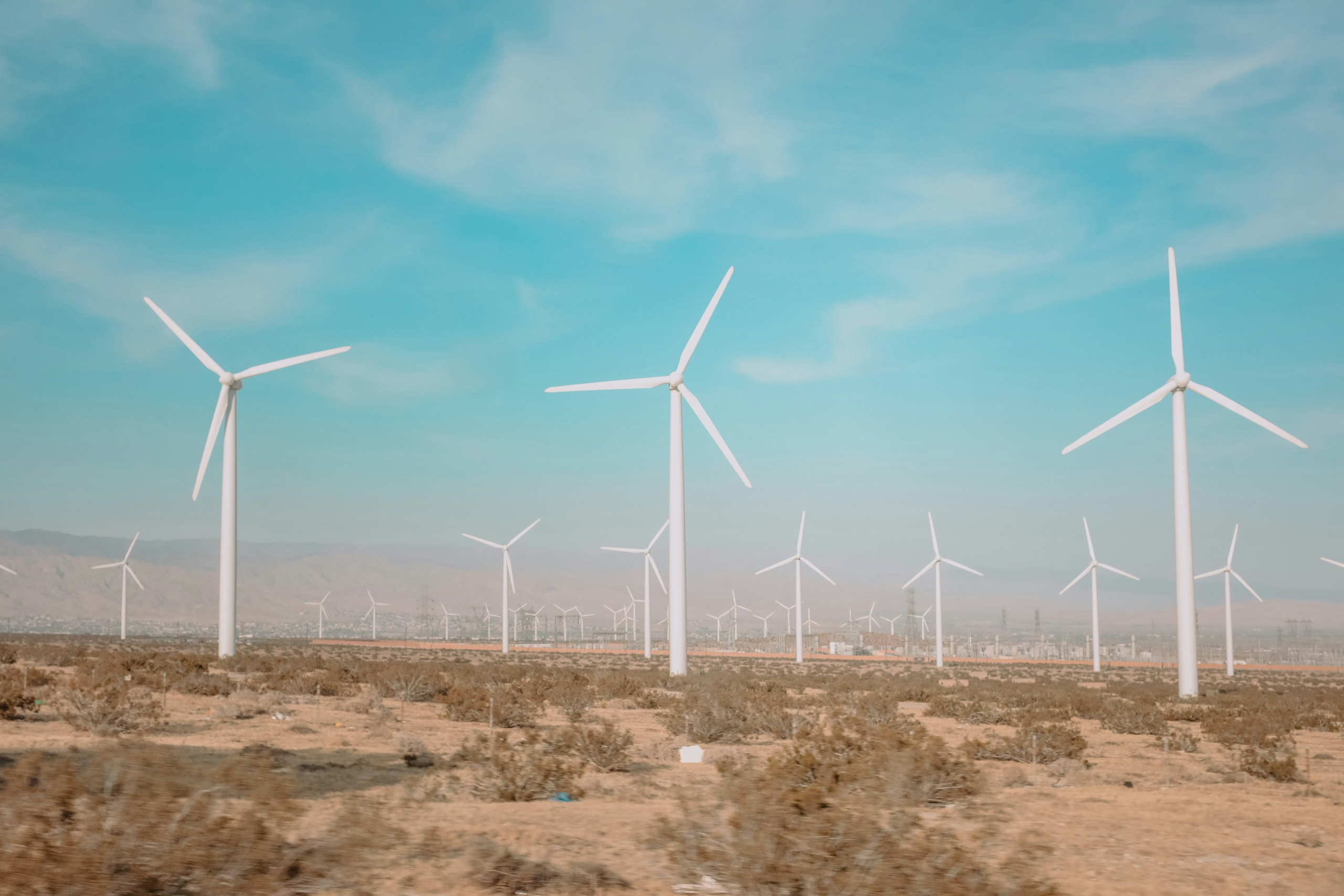 The windmills of Palm Springs on a sunny day