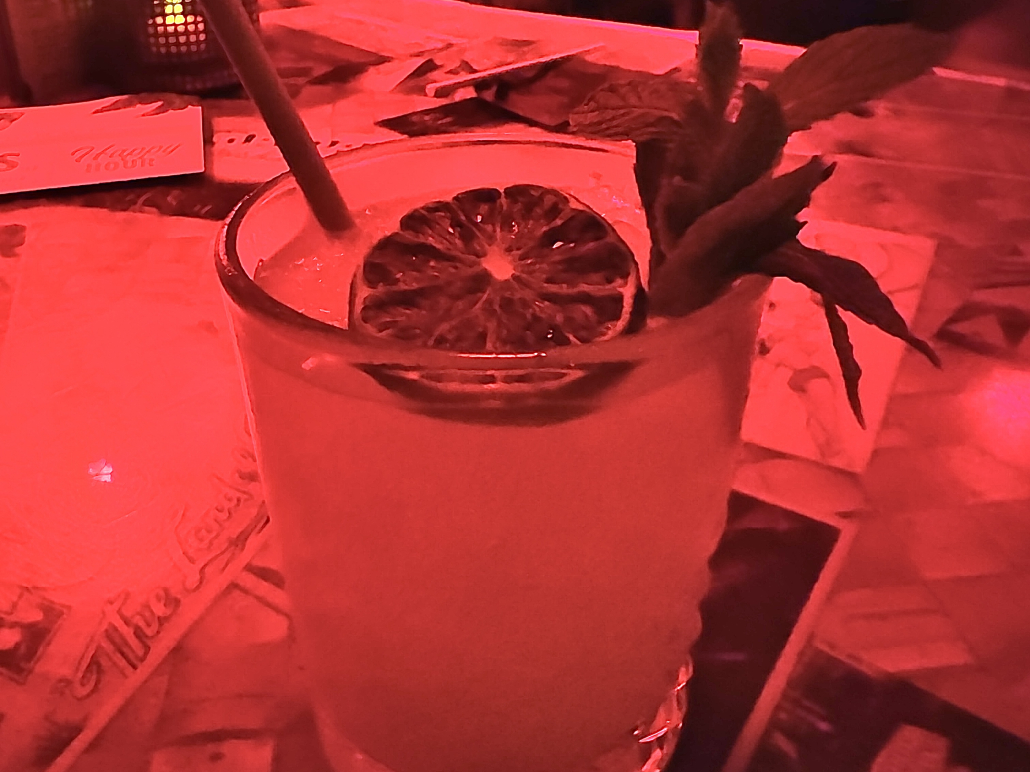 A mai tai in a glass at Bootlegger Tiki Bar in Palm Springs