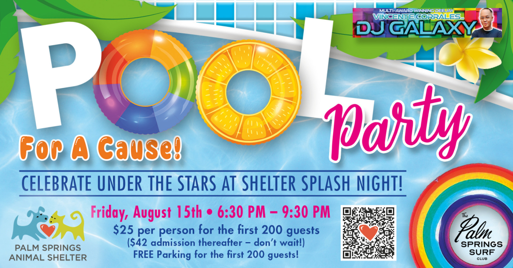 A flyer for a pool party in Palm Springs