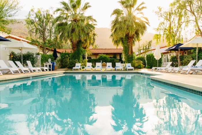 Alcazar Palm Springs' saltwater purified pool in the daytime